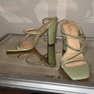 Green block heels